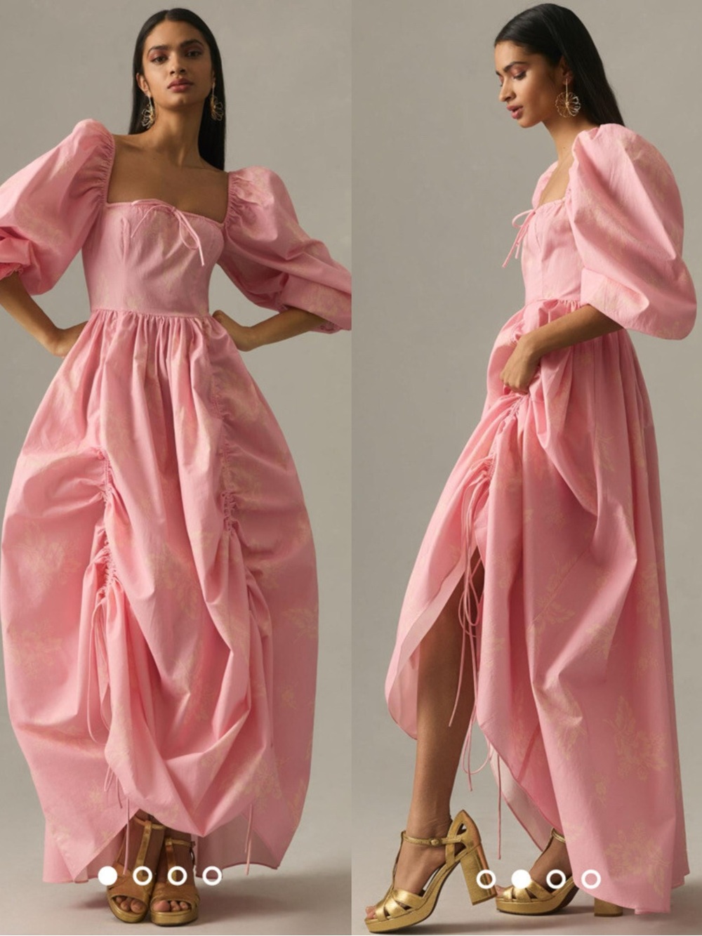 NWT Selkie Anthropologie The Romantics Pink Floral Luau Cotton Maxi Dress M